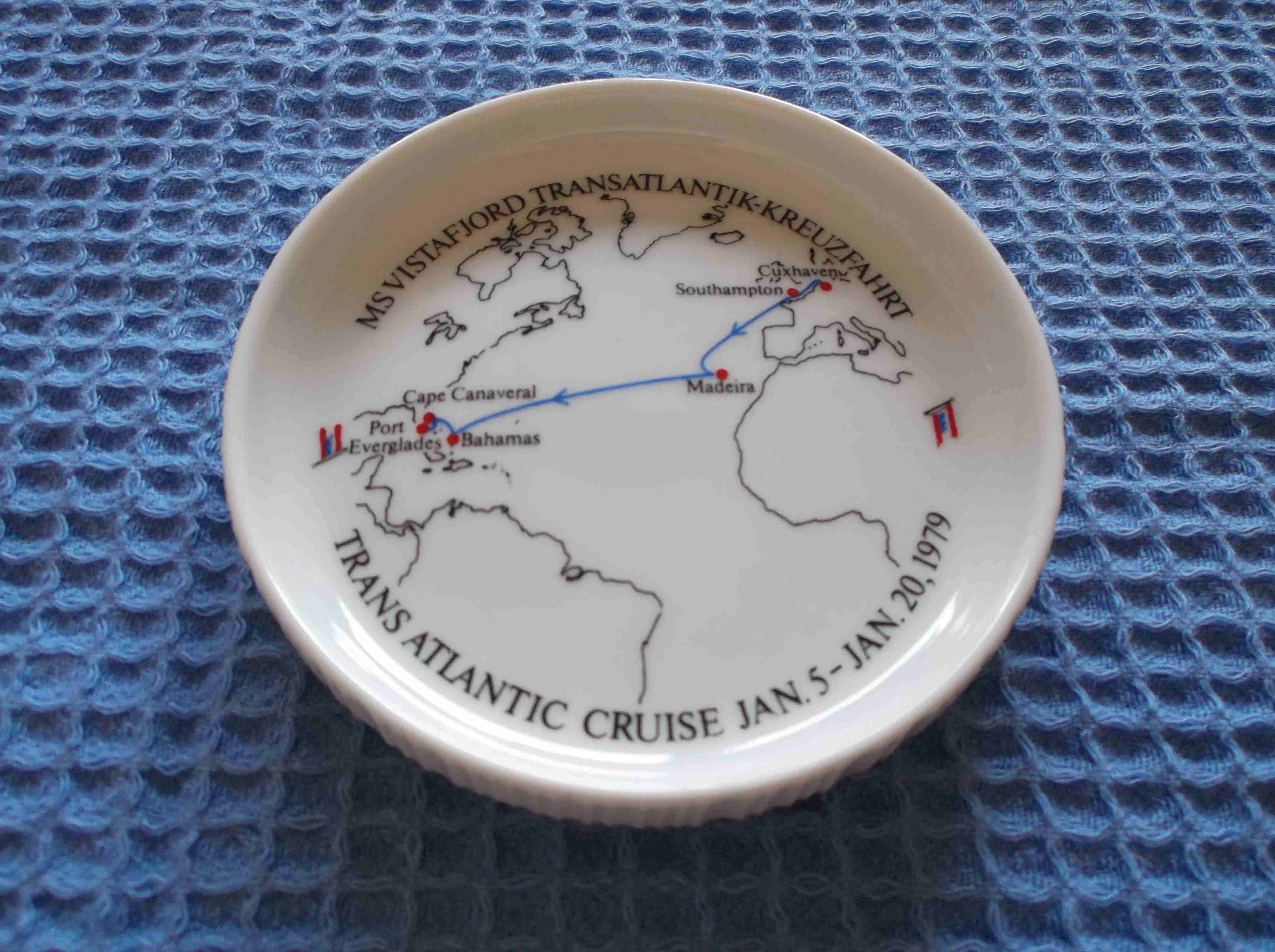 DECORATIVE CHINA MAP DISH FROM THE VESSEL THE MV VISTAFJORD